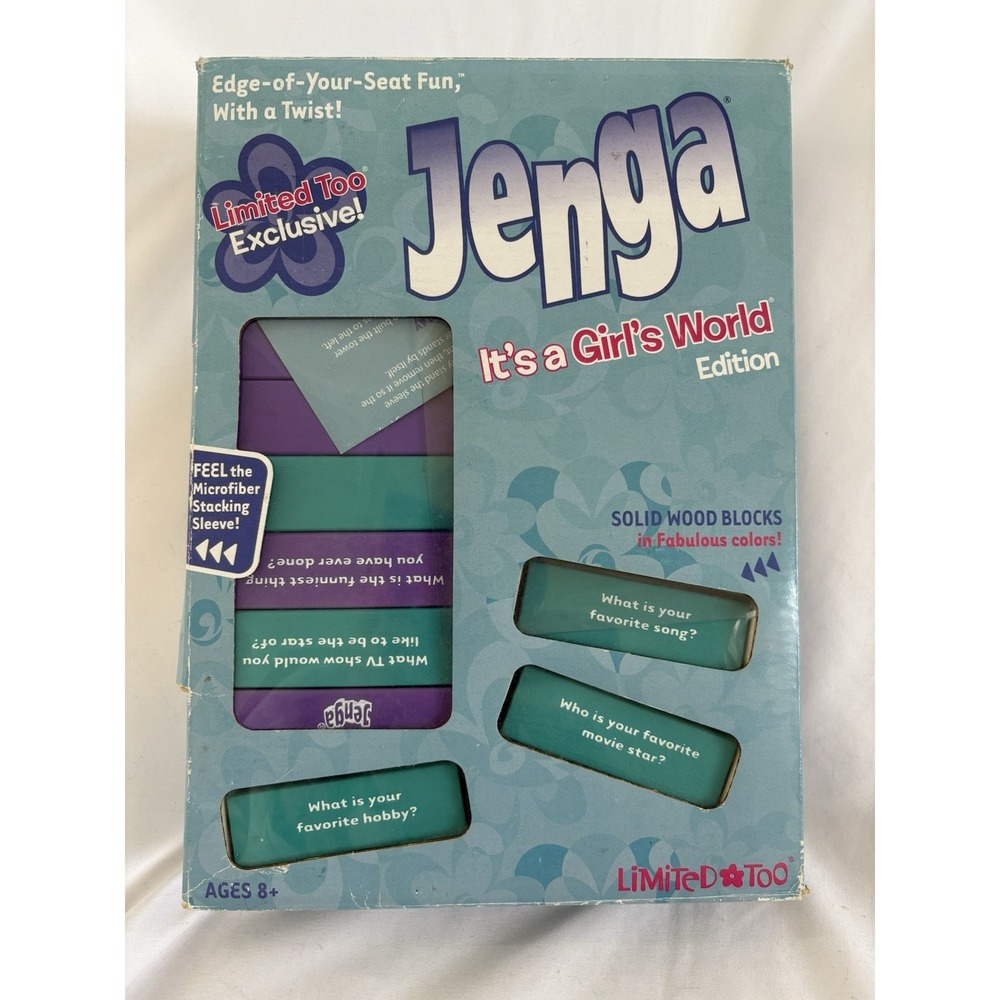 Jenga It's A‎ Girl's World Edition Limited Too Exclusive Board game 2008 Hasbro
